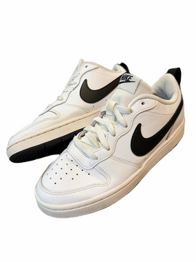 Nike Court Borough Low 2 White Sneakers Black Swoosh Low Top Boy 4.5 I Woman 6.5